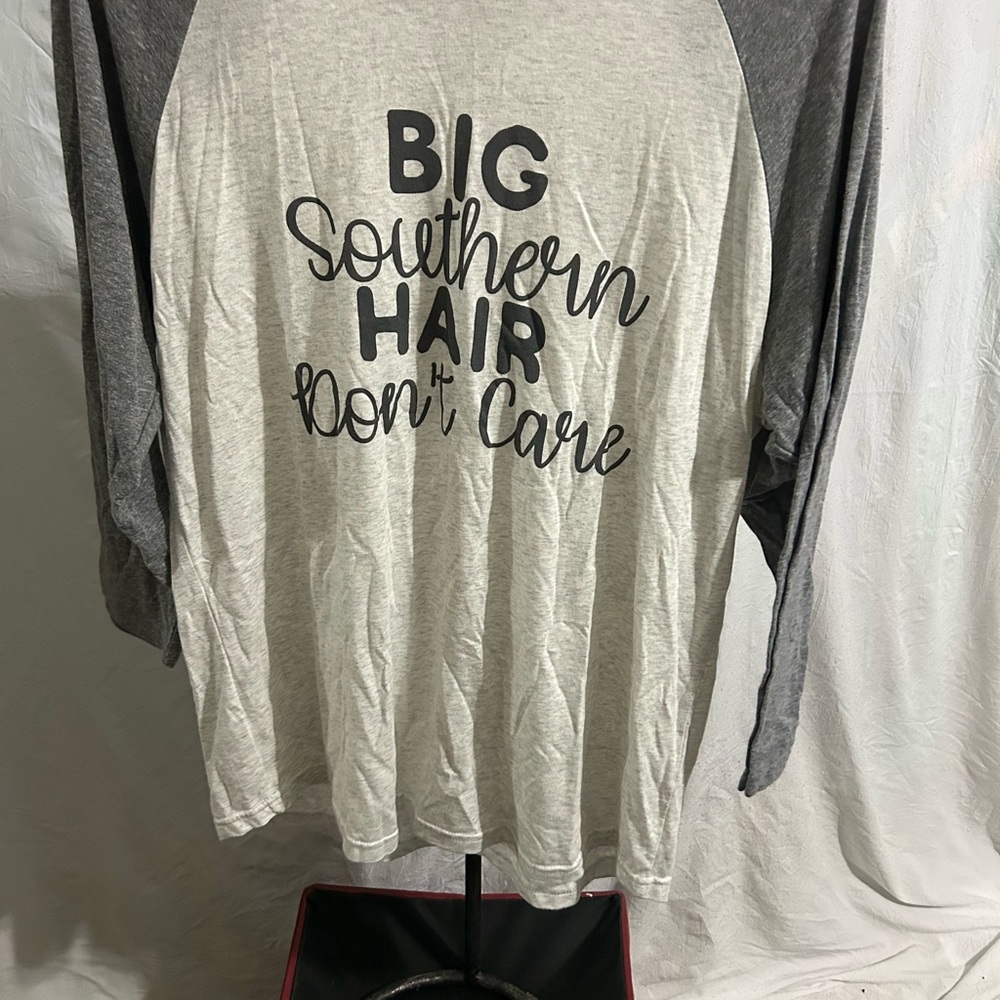 Gray and White Long Sleeve Tee